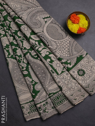 Green & Beige Kalamkari Cotton Saree