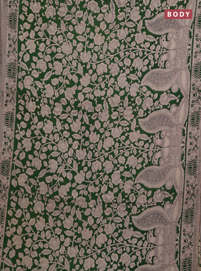 Green & Beige Kalamkari Cotton Saree