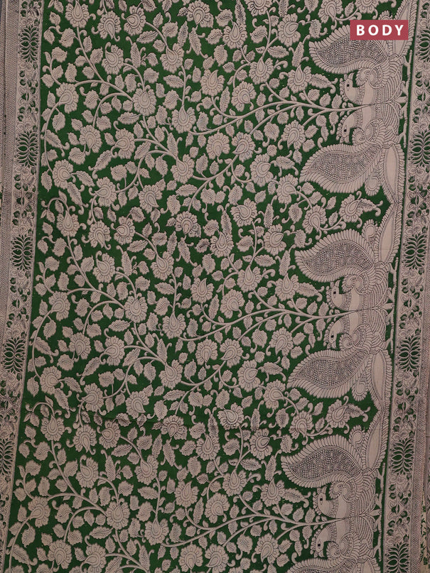 Green & Beige Kalamkari Cotton Saree