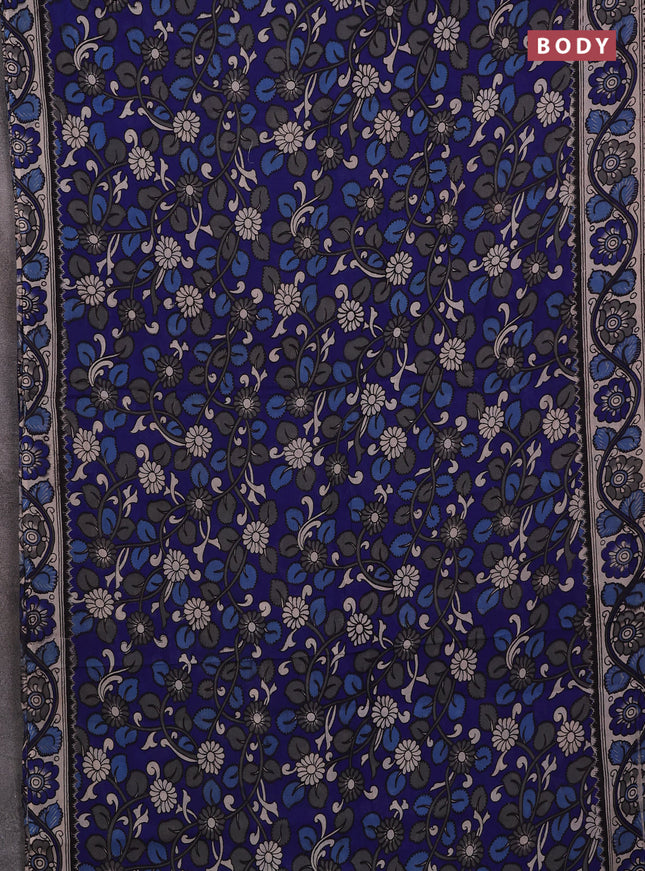 Blue & Beige Kalamkari Cotton Saree