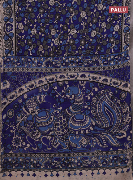 Blue & Beige Kalamkari Cotton Saree