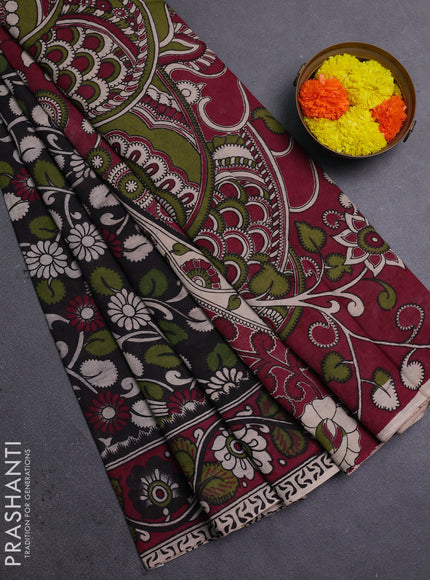 Black & Maroon Kalamkari Cotton Saree