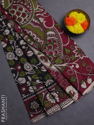 Black & Maroon Kalamkari Cotton Saree
