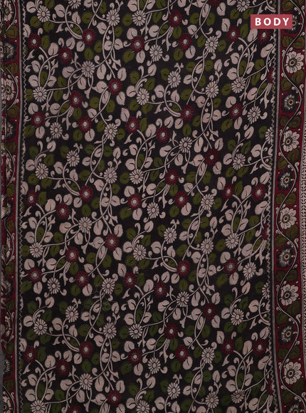 Black & Maroon Kalamkari Cotton Saree