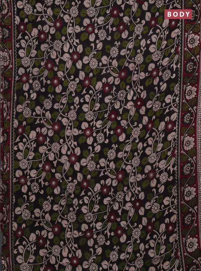 Black & Maroon Kalamkari Cotton Saree