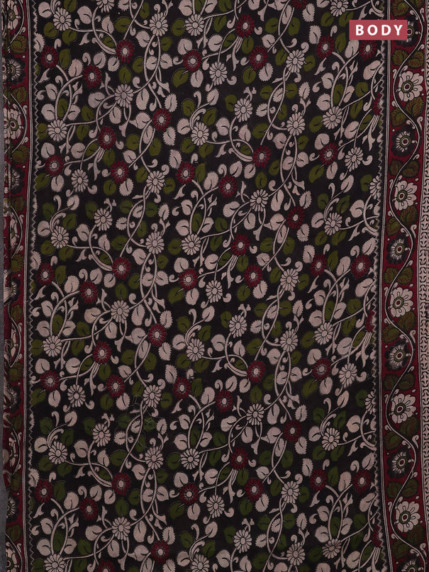 Black & Maroon Kalamkari Cotton Saree
