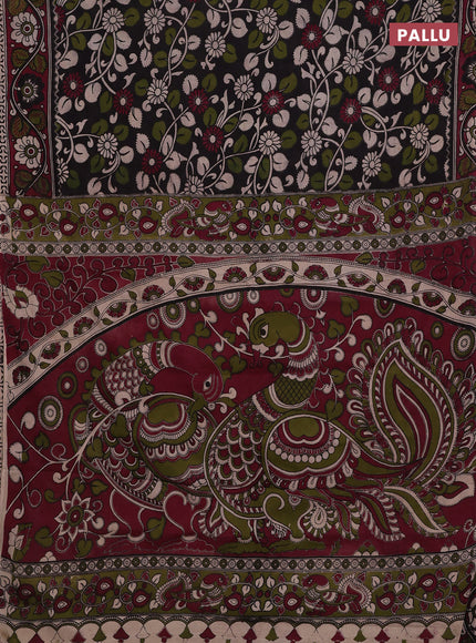 Black & Maroon Kalamkari Cotton Saree
