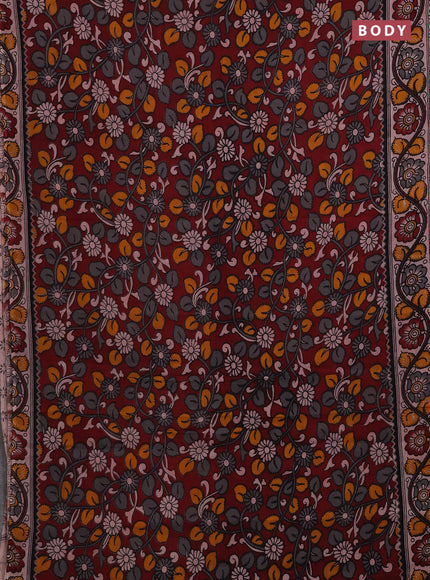 Maroon & Beige Kalamkari Cotton Saree