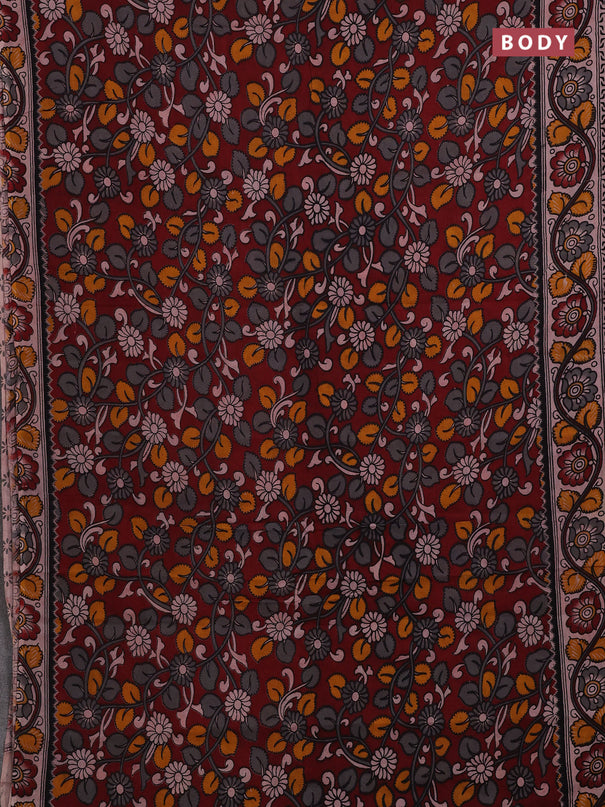 Maroon & Beige Kalamkari Cotton Saree