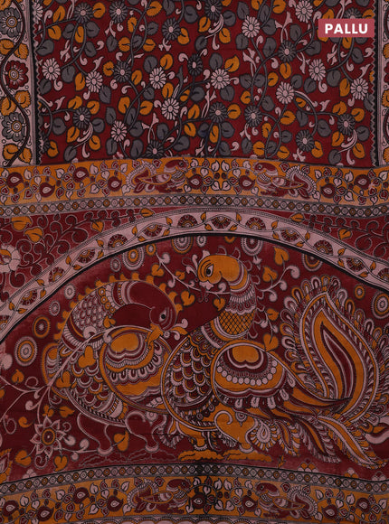 Maroon & Beige Kalamkari Cotton Saree