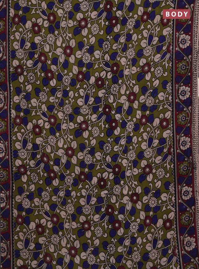 Green & Magenta Pink Kalamkari Cotton Saree
