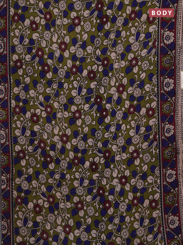 Green & Magenta Pink Kalamkari Cotton Saree