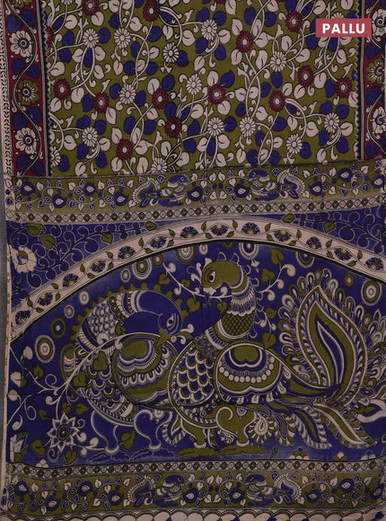 Green & Magenta Pink Kalamkari Cotton Saree