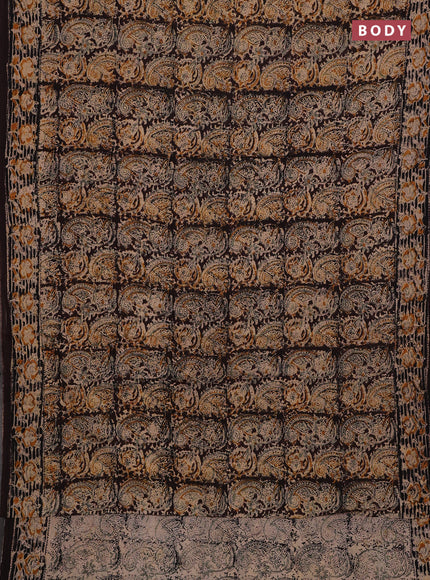 Beige & Coffee Brown Kalamkari Cotton Saree