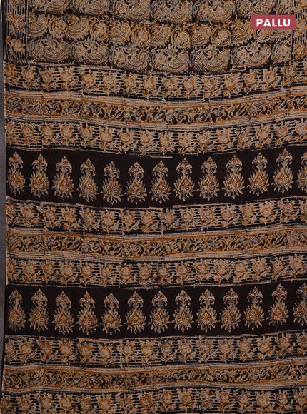 Beige & Coffee Brown Kalamkari Cotton Saree
