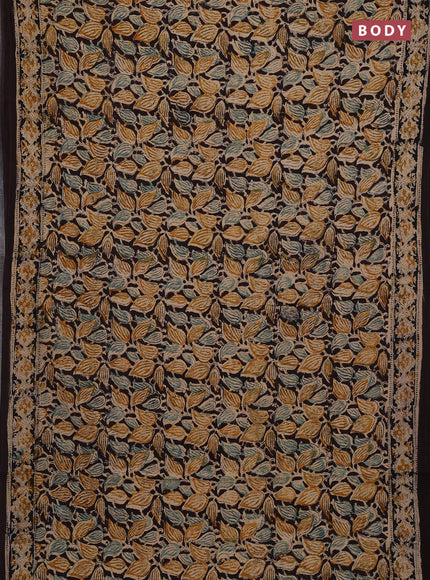 Beige & Coffee Brown Kalamkari Cotton Saree