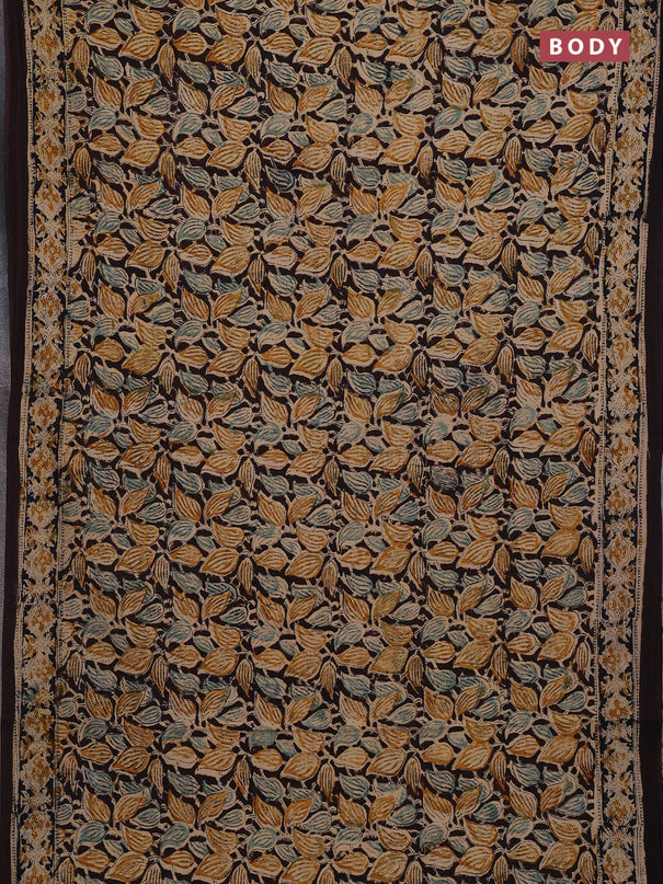 Beige & Coffee Brown Kalamkari Cotton Saree