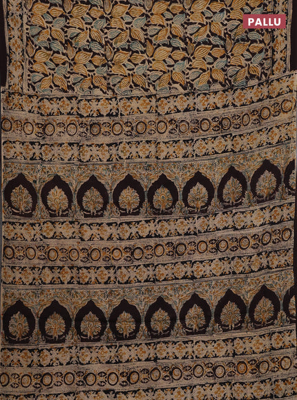Beige & Coffee Brown Kalamkari Cotton Saree