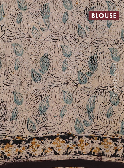Beige & Coffee Brown Kalamkari Cotton Saree