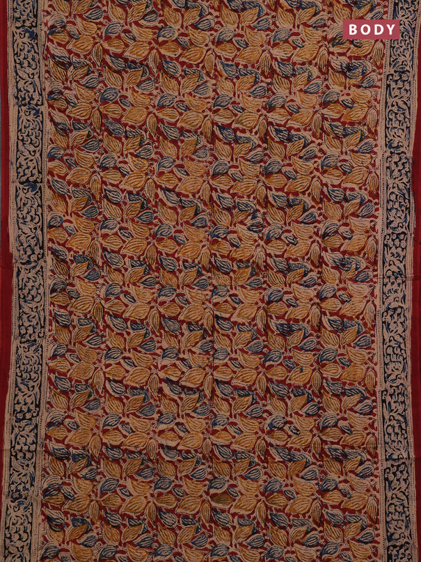 Beige & Maroon Kalamkari Cotton Saree
