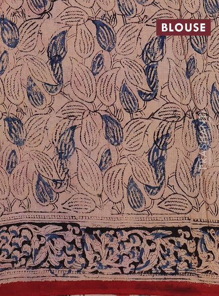 Beige & Maroon Kalamkari Cotton Saree