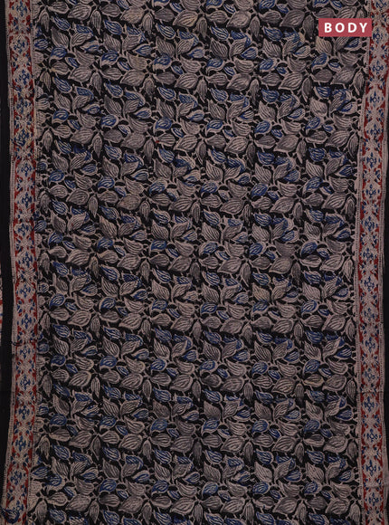 Beige & Black Kalamkari Cotton Saree