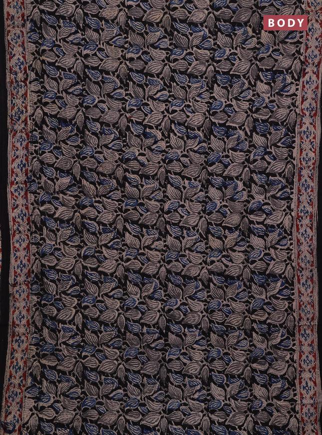 Beige & Black Kalamkari Cotton Saree