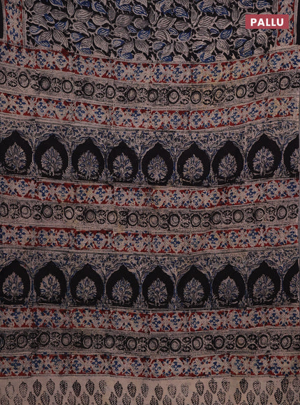 Beige & Black Kalamkari Cotton Saree