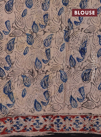 Beige & Black Kalamkari Cotton Saree