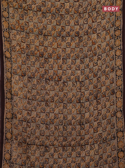 Beige & Coffee Brown Kalamkari Cotton Saree