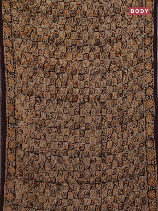 Beige & Coffee Brown Kalamkari Cotton Saree