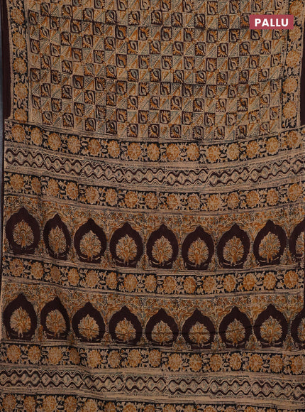 Beige & Coffee Brown Kalamkari Cotton Saree