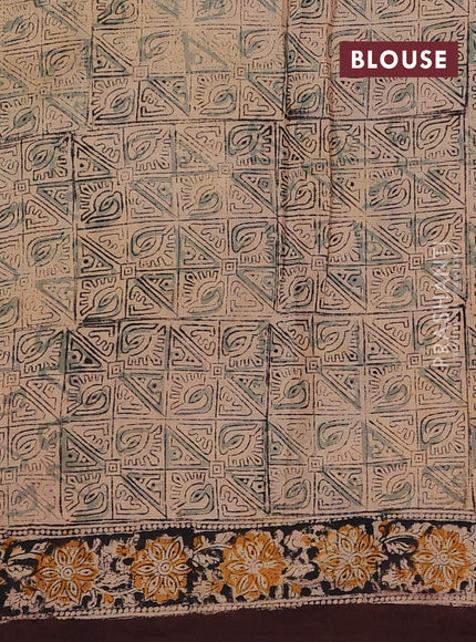 Beige & Coffee Brown Kalamkari Cotton Saree