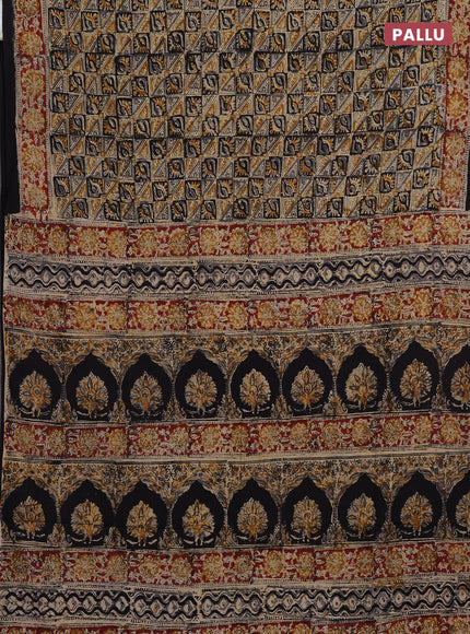 Beige & Maroon Kalamkari Cotton Saree