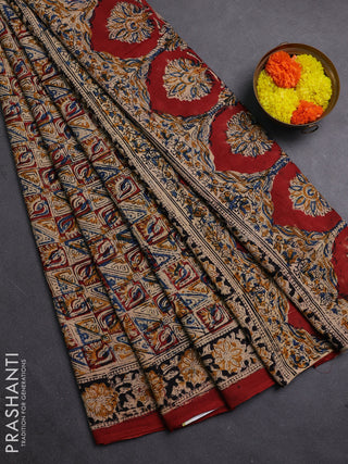 Beige & Black Kalamkari Cotton Saree