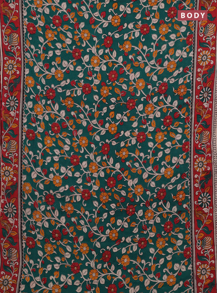 Green & Red Kalamkari Cotton Saree