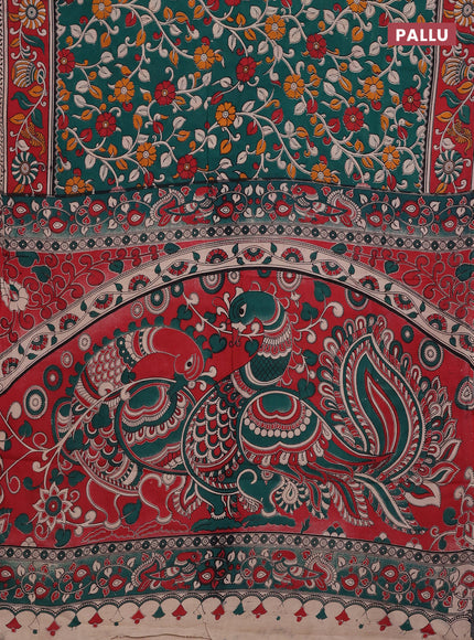 Green & Red Kalamkari Cotton Saree