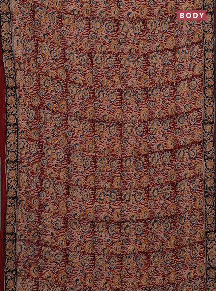 Beige & Maroon Kalamkari Cotton Saree