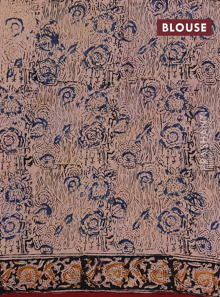 Beige & Maroon Kalamkari Cotton Saree