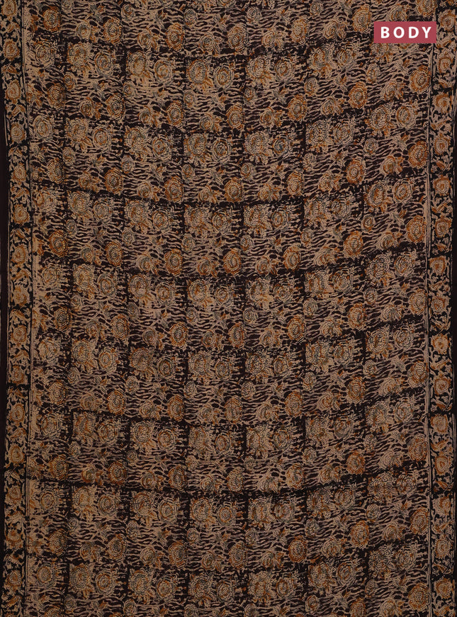 Beige & Coffee Brown Kalamkari Cotton Saree