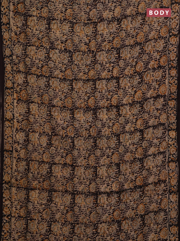 Beige & Coffee Brown Kalamkari Cotton Saree