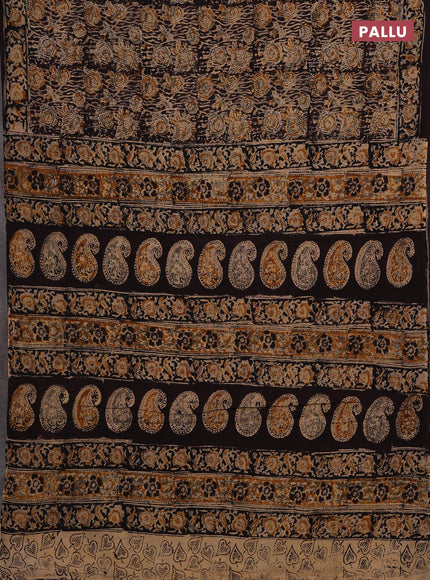 Beige & Coffee Brown Kalamkari Cotton Saree