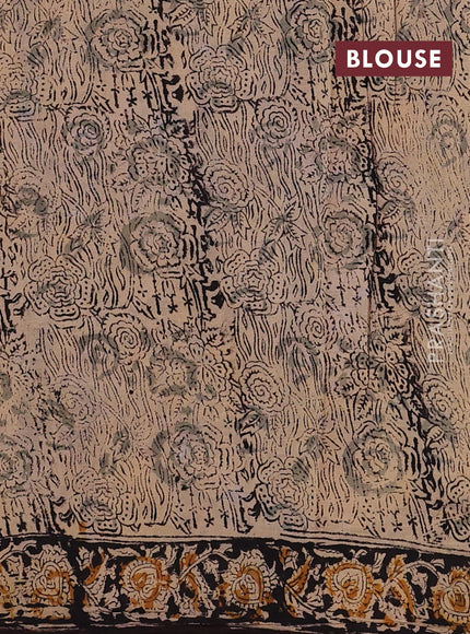 Beige & Coffee Brown Kalamkari Cotton Saree