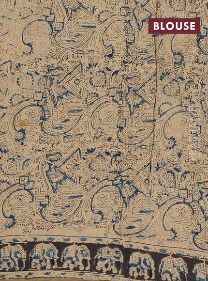 Olive Green & Black Kalamkari Cotton Saree