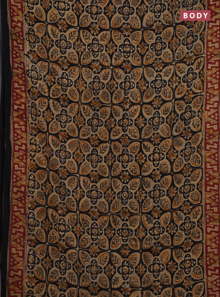 Black & Maroon Kalamkari Cotton Saree