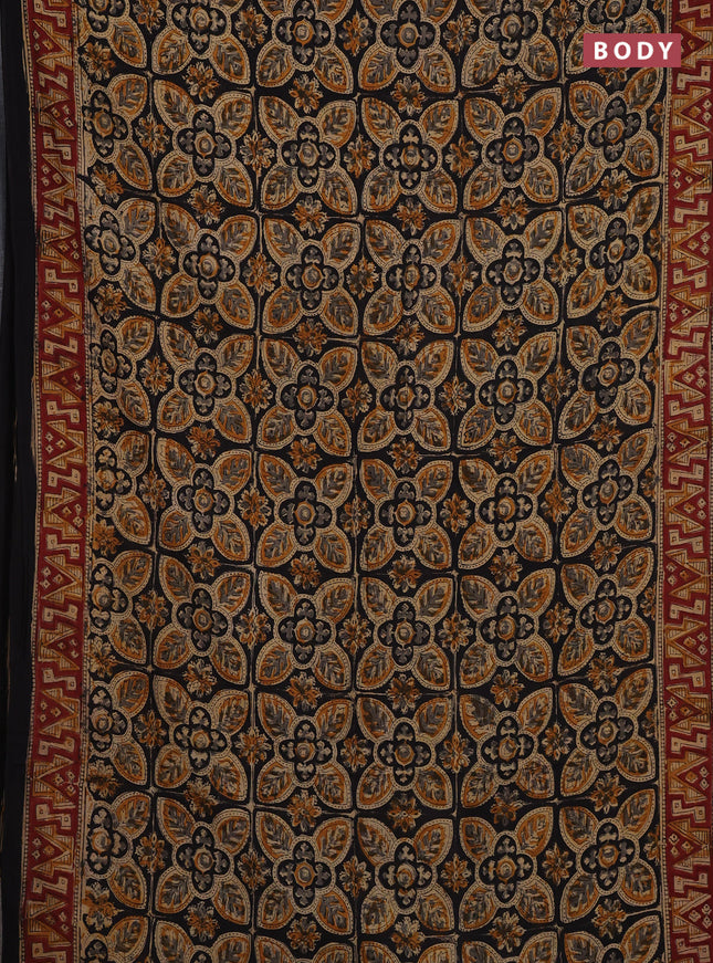 Black & Maroon Kalamkari Cotton Saree