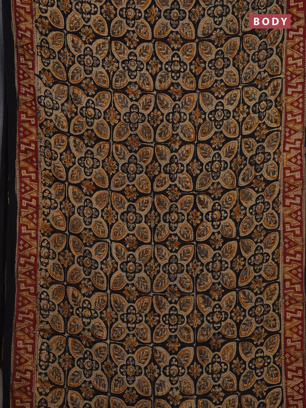 Black & Maroon Kalamkari Cotton Saree