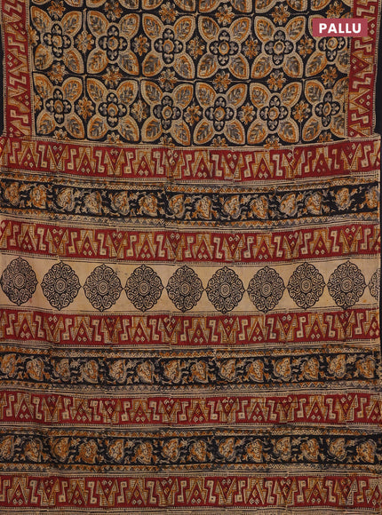 Black & Maroon Kalamkari Cotton Saree