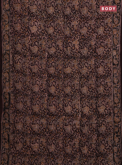 Beige & Coffee Brown Kalamkari Cotton Saree