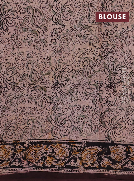 Beige & Coffee Brown Kalamkari Cotton Saree